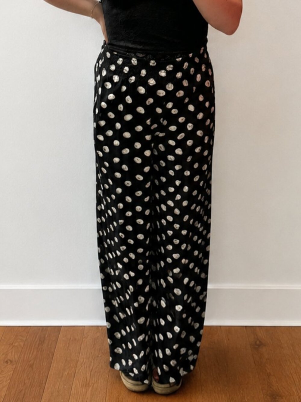 Vintage Black & White Abstract Dot Wide Leg Pants Sz Small // Medium